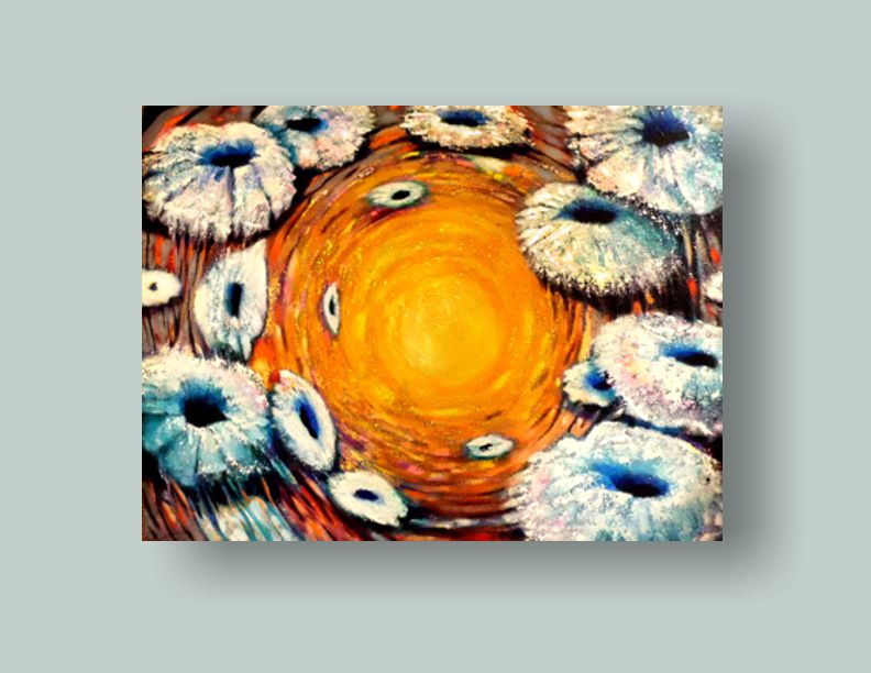 Snowflowers Surreal Space Floral Artwork 40"x30" 