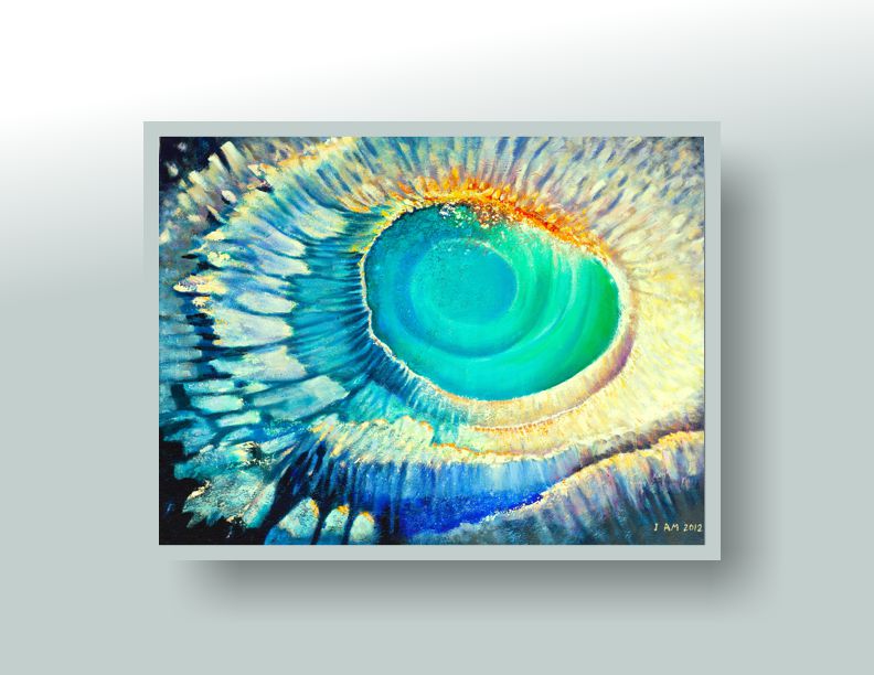 Sound Wave Abstract Ocean Eye Acrylics on Canvas 40"x30" Painting by Maya Britan
