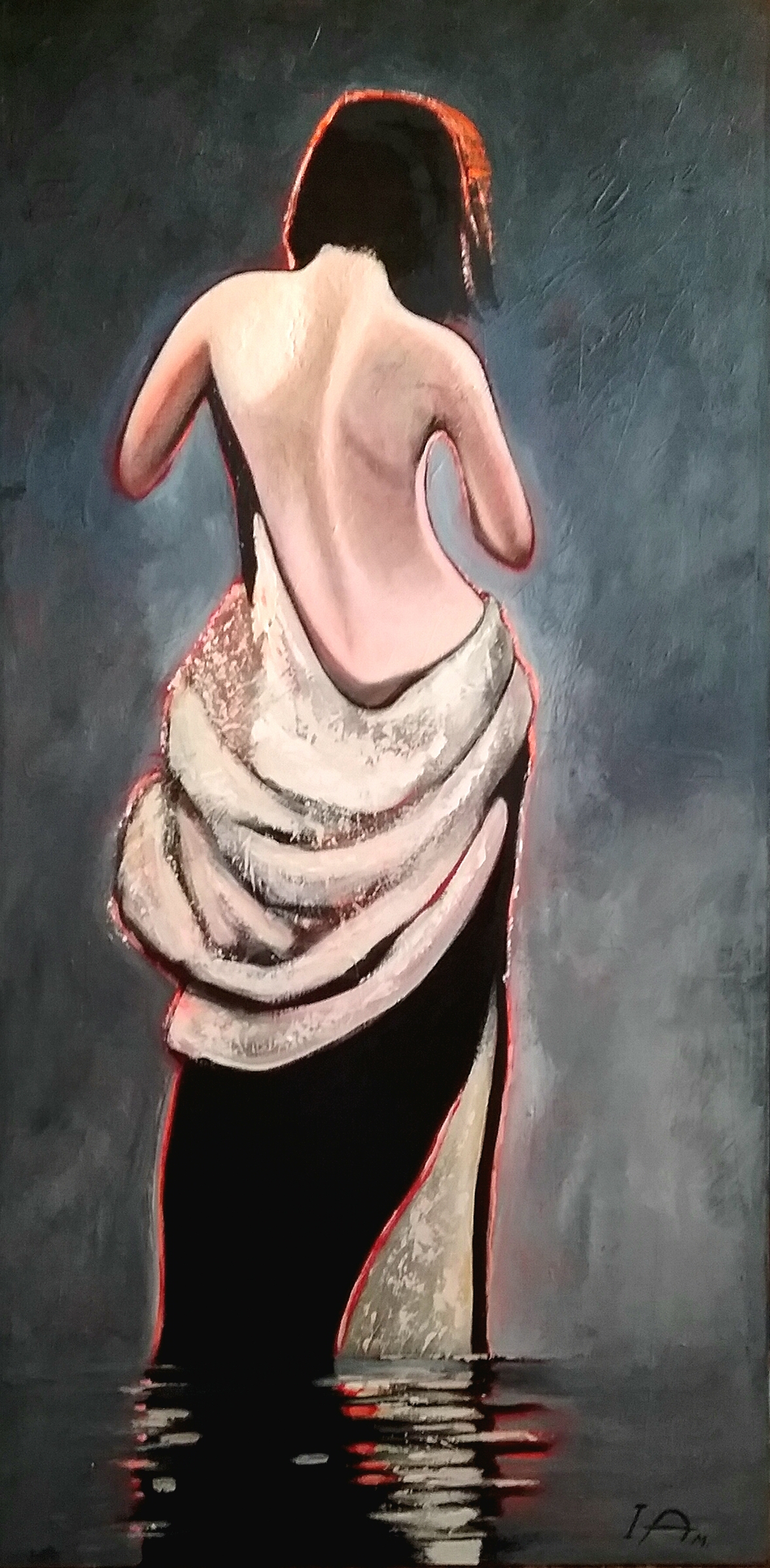 Elegant Woman Back Portrait Painting