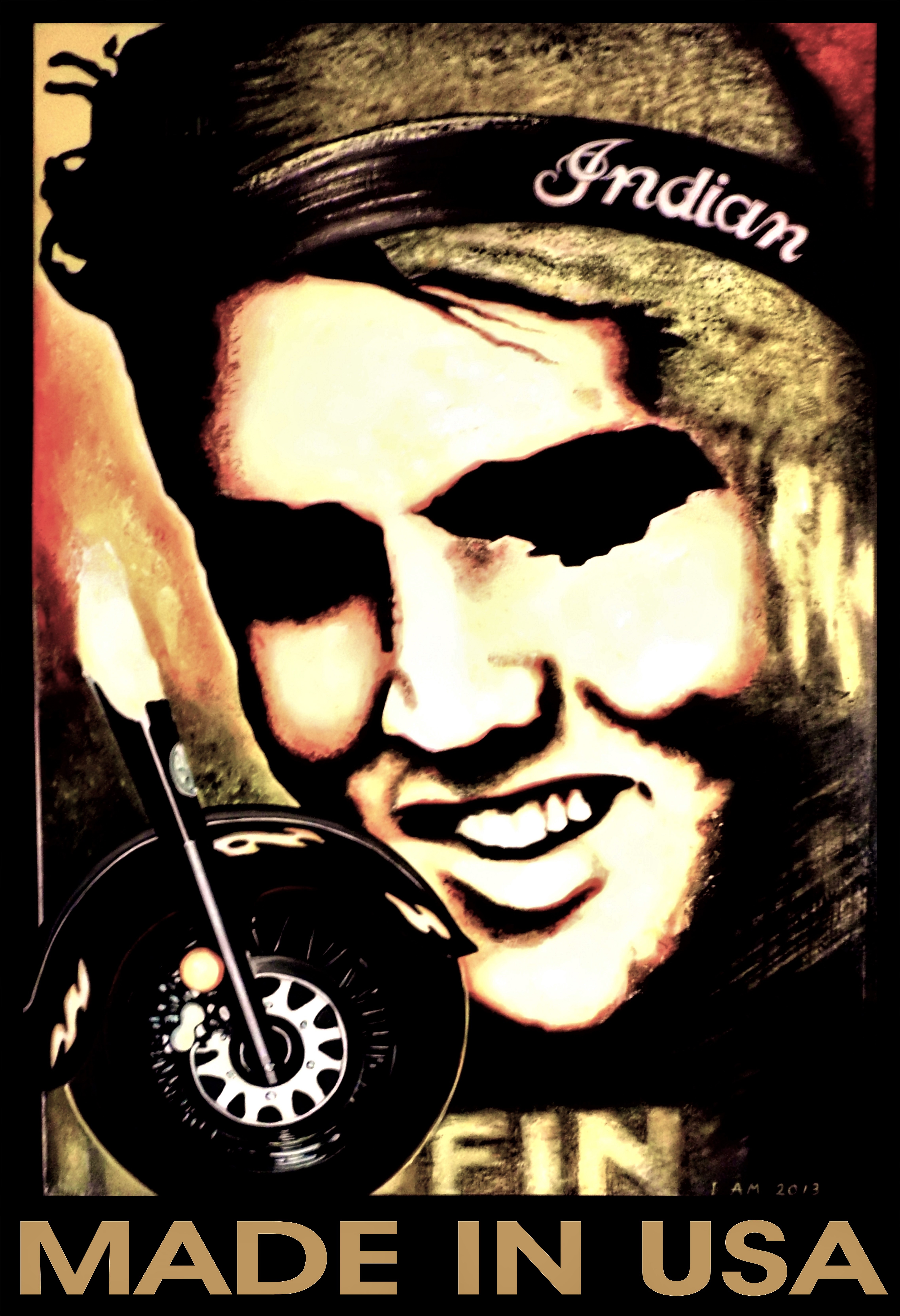 Elvis Presley Indian Motorcycle Poster Original Painting 4ft x 6ft