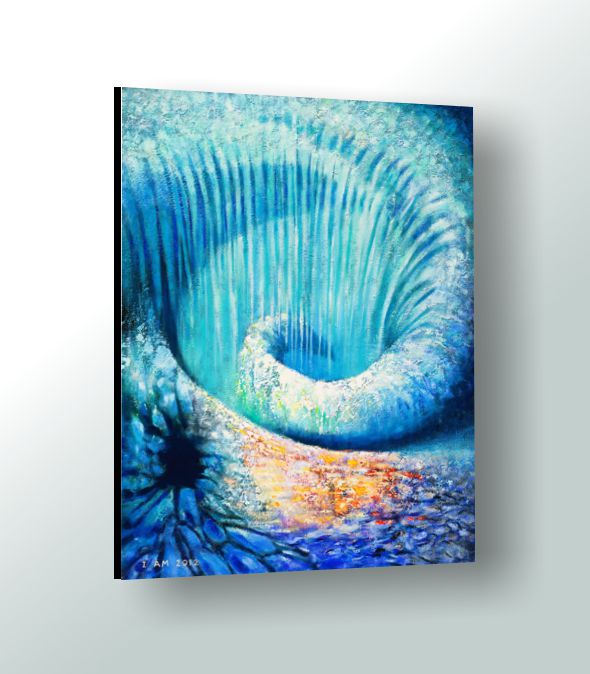 Abstract Ocean Spiral Painting Time Line 30"x40"x0.75"