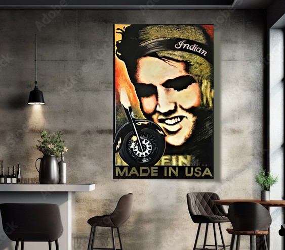 Elvis Presley Indian Motorcycle Poster Original Painting 4ft x 6ft