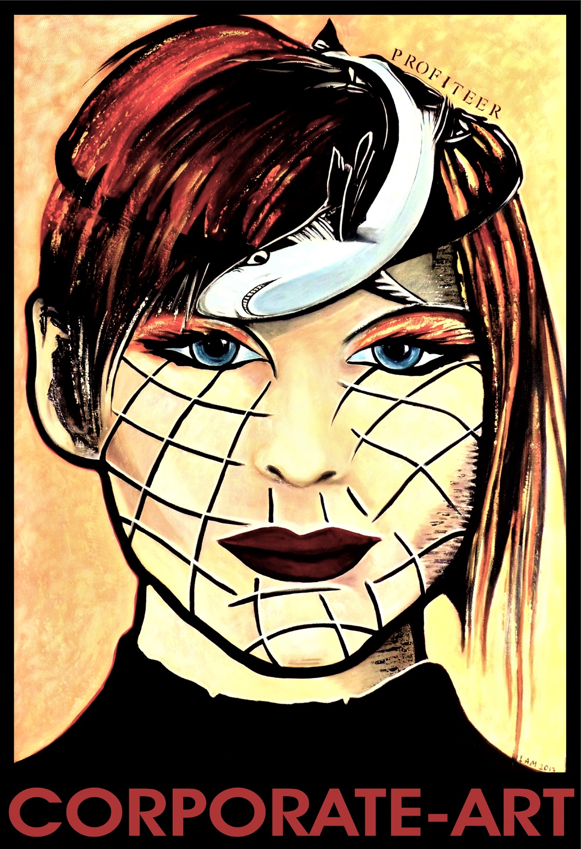 Corporate Art Canvas Home Decor Big Portrait of A Shark Woman Net Face Cover