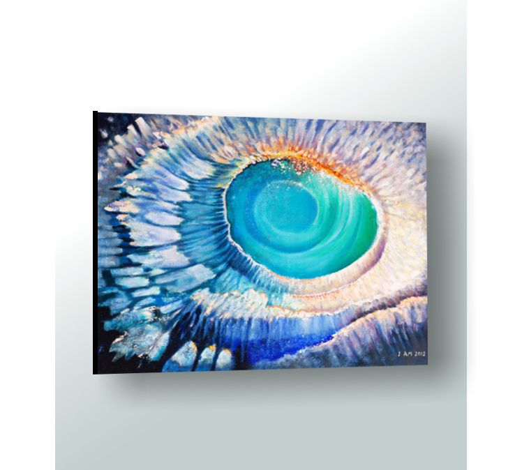 Sound Wave Abstract Ocean Eye Acrylics on Canvas 40"x30" x0.75" Painting by Maya Britan