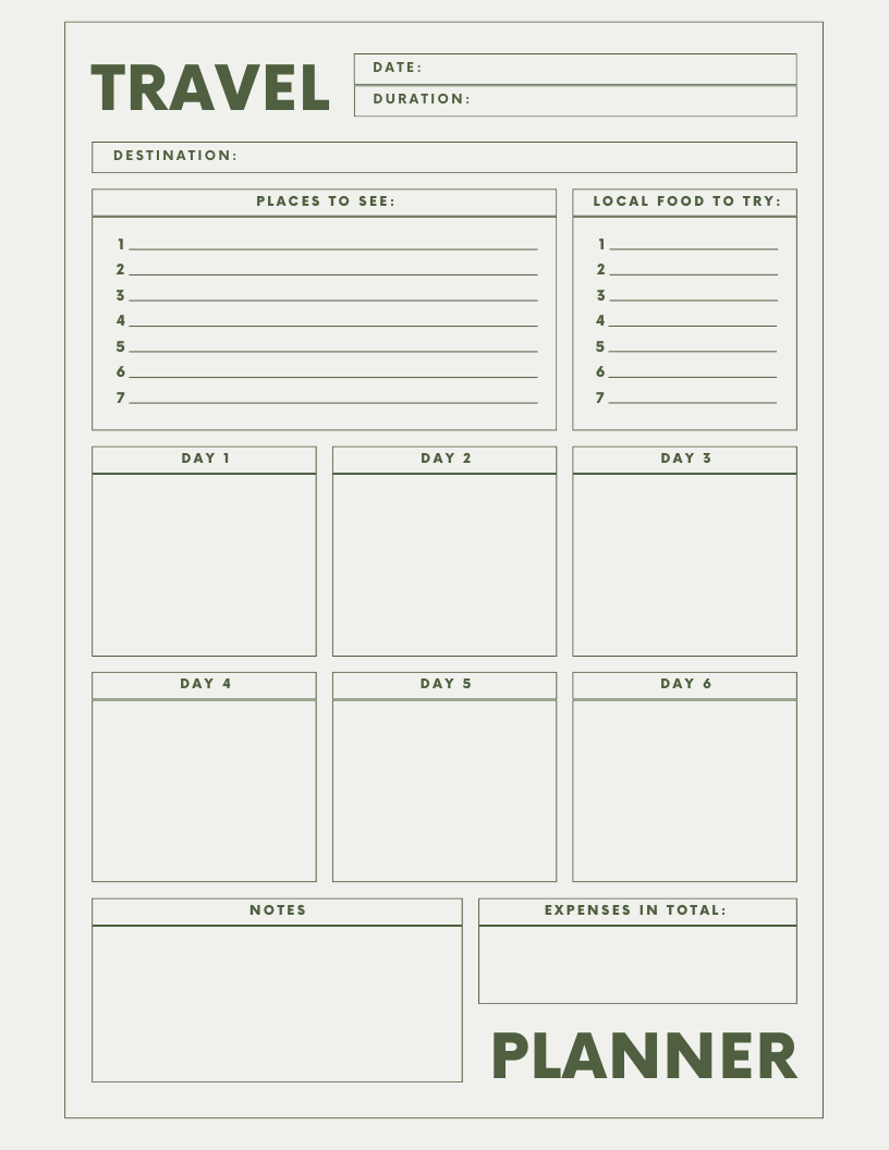 Travel Planner Template