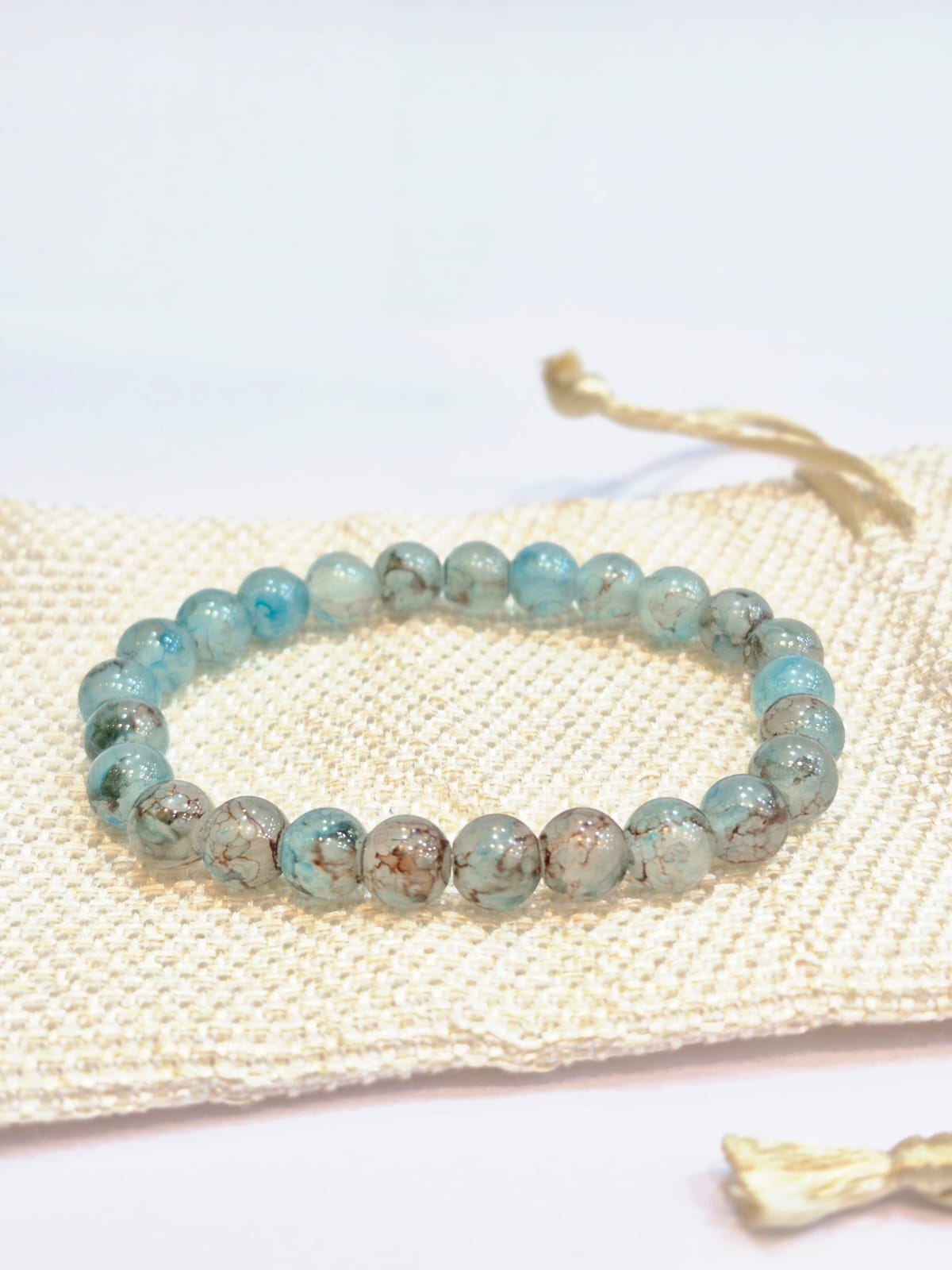 Natural Aquamarine Bead Bracelet