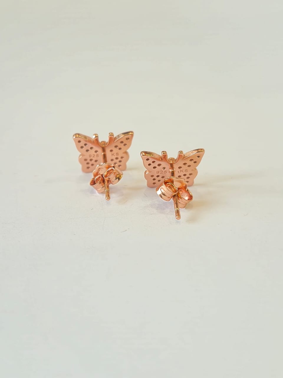Rose Gold Butterfly Stud Earrings