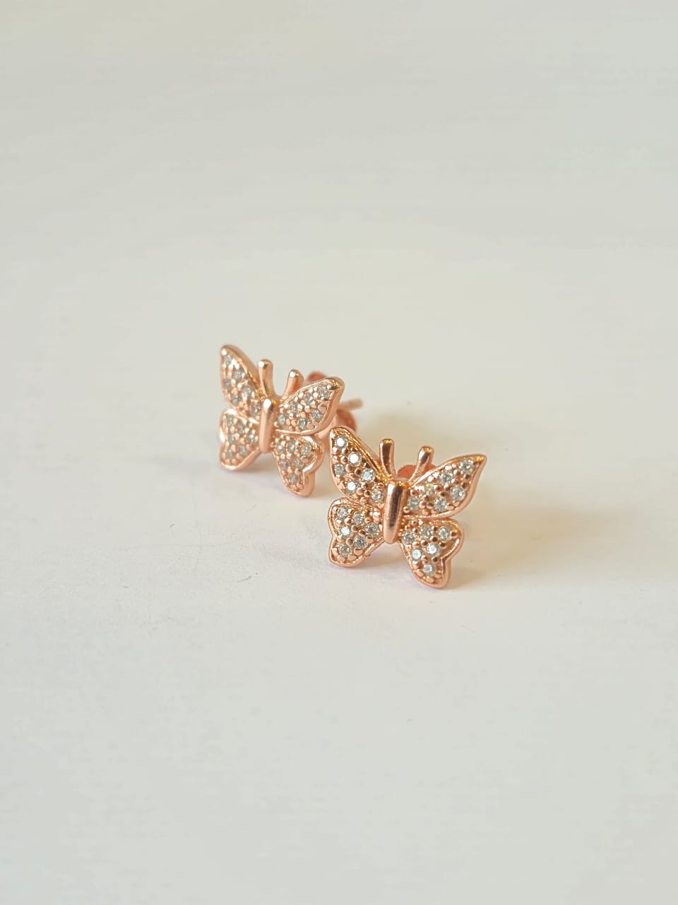Rose Gold Butterfly Stud Earrings