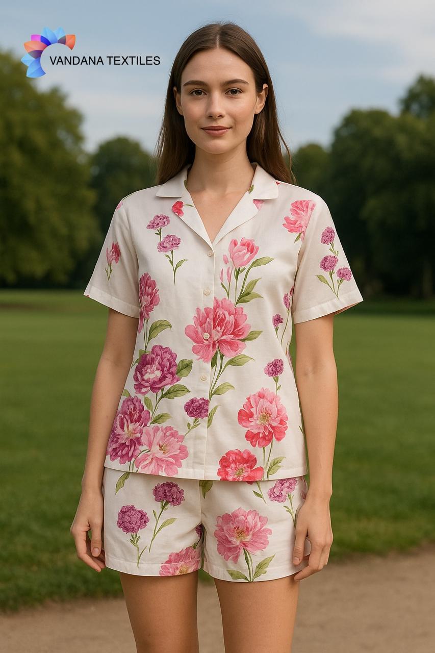 Floral Print Short Sleeve Pajama Set