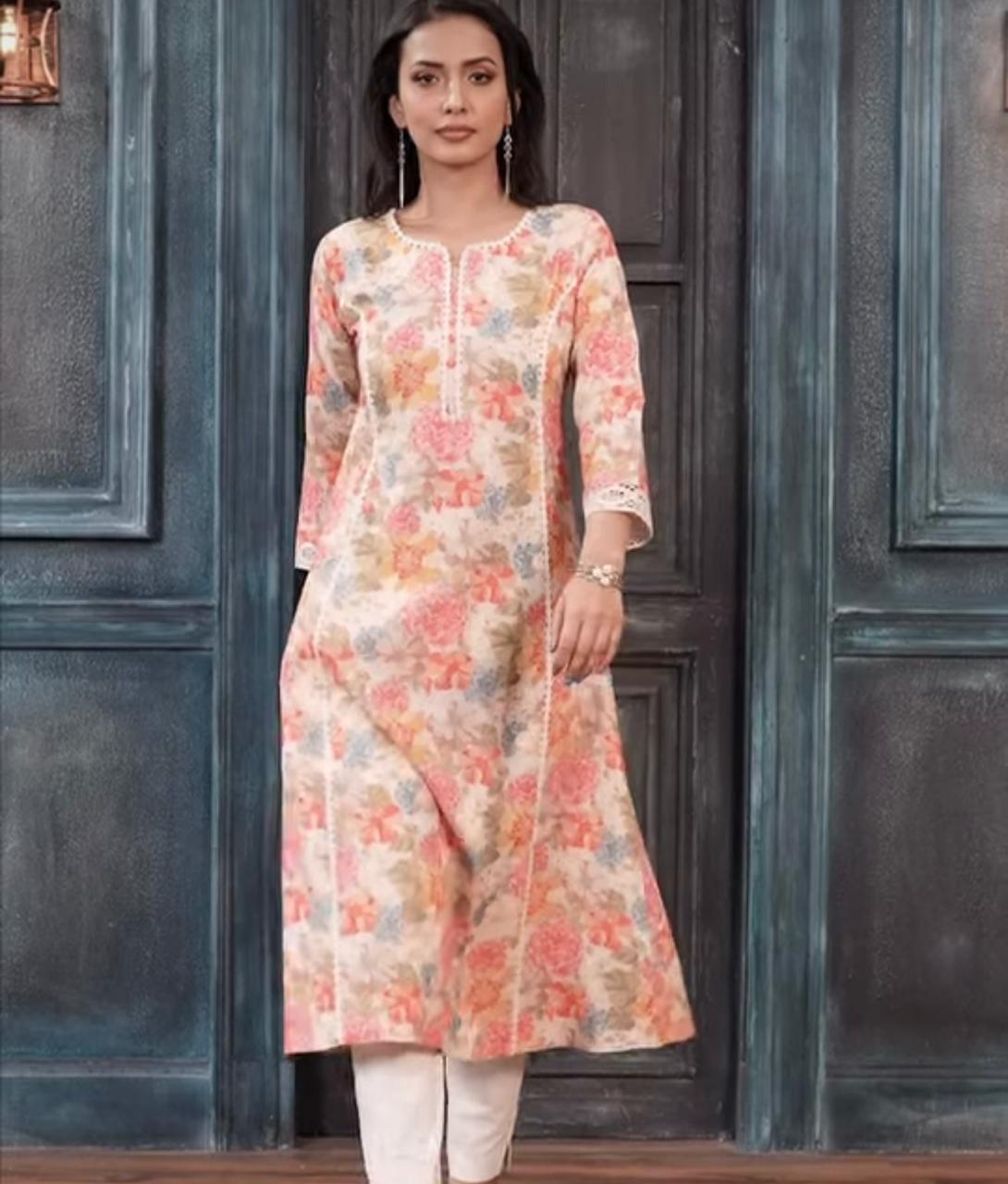 Floral Printed Cotton Kurti