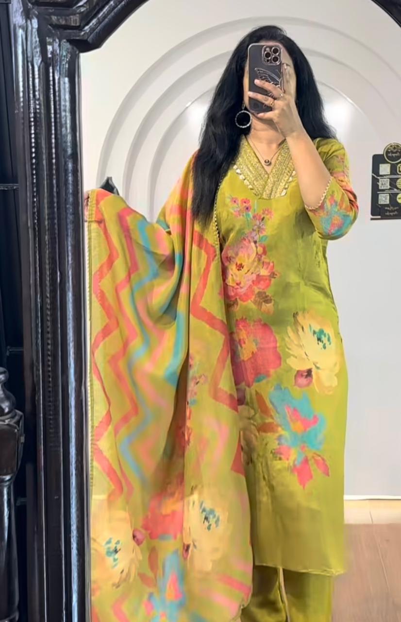 Floral Printed Three-Piece Suit