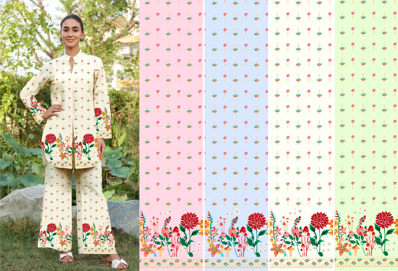 Floral Printed Two-Piece Lawn Suit