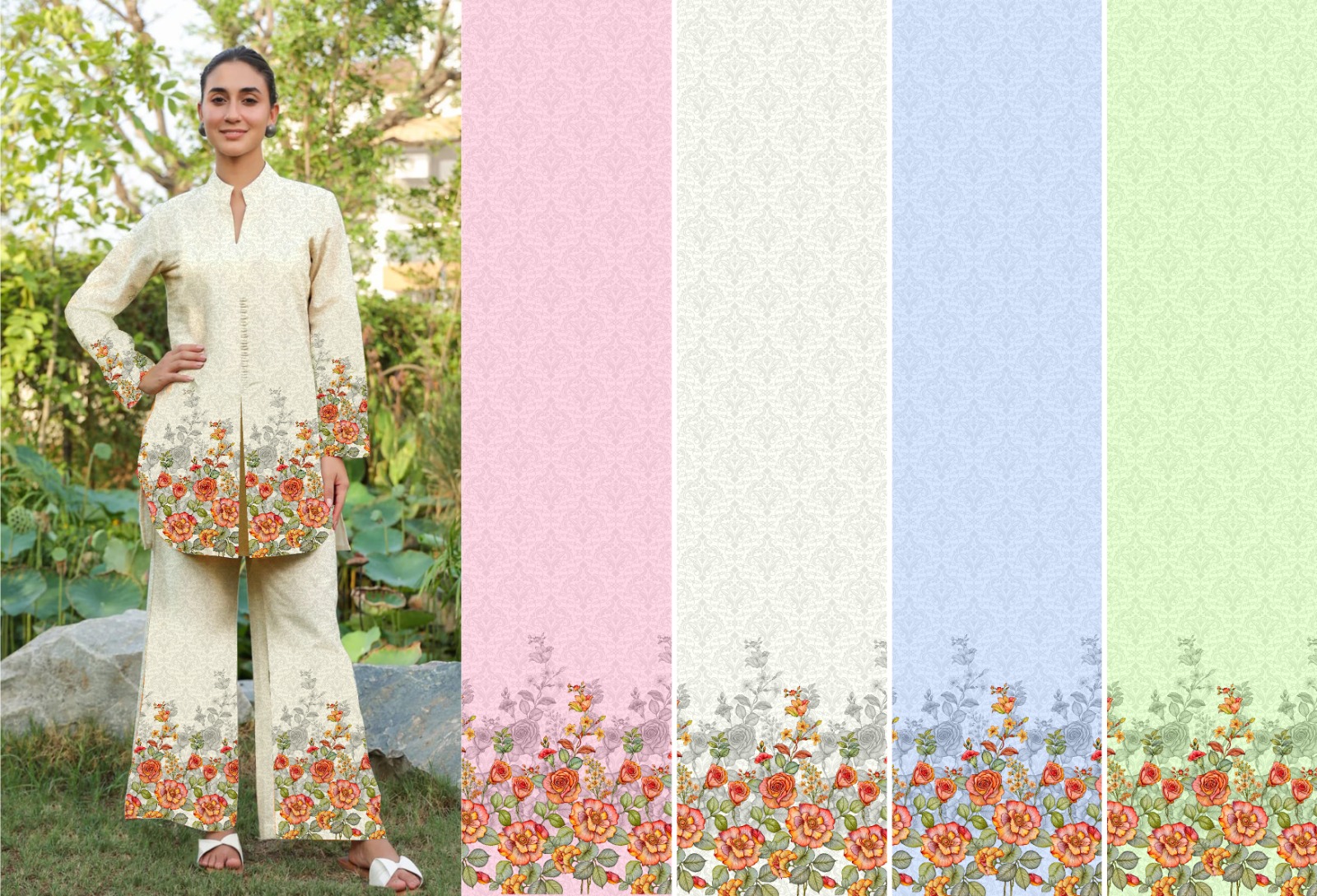 Floral Printed Two-Piece Lawn Suit