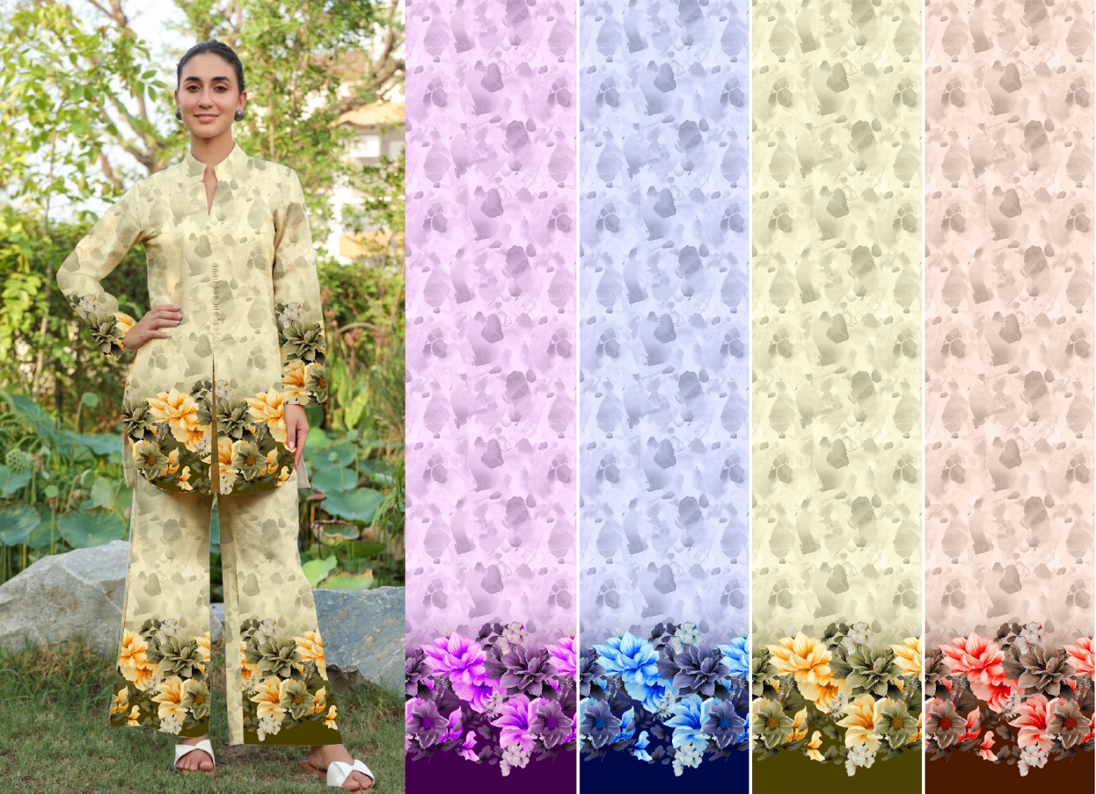 Floral Printed Two-Piece Lawn Suit