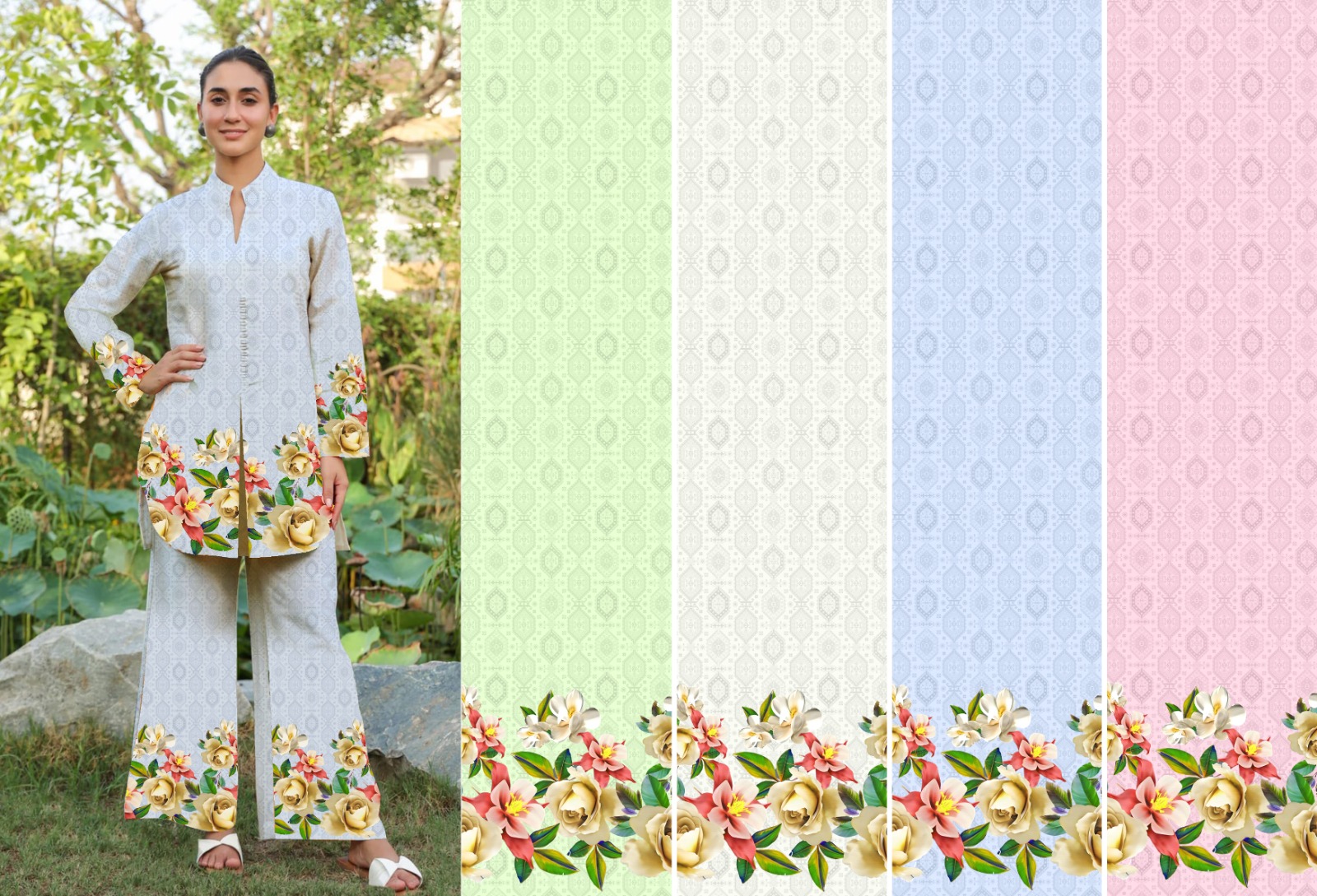 Floral Printed Two-Piece Lawn Suit
