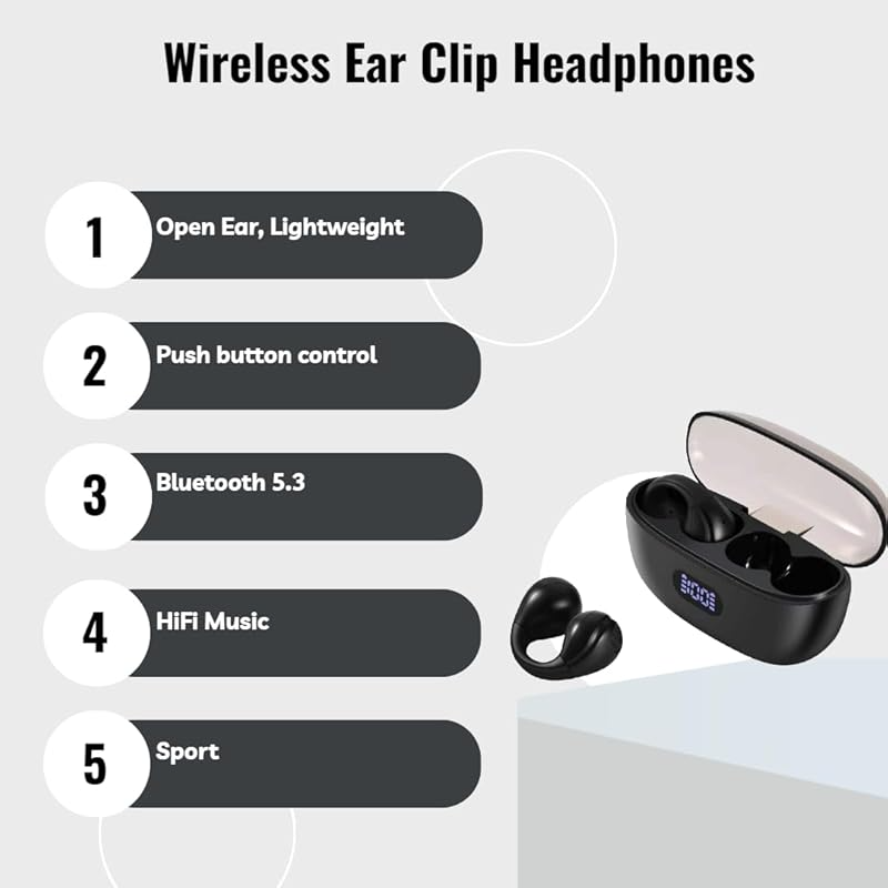 Wireless Ear Clip Headphones, Bluetooth 5.3