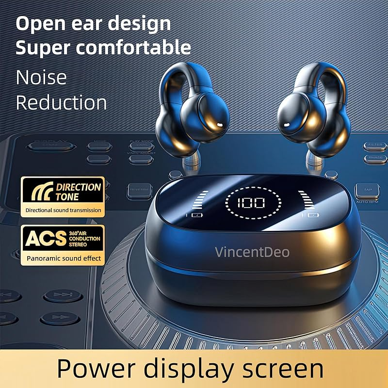 Clip On Earbuds,Open Ear Headphones Wireless Bluetooth 5.4