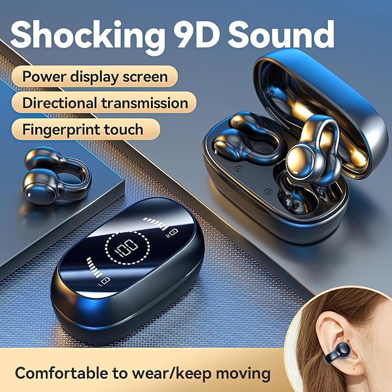 Clip On Earbuds,Open Ear Headphones Wireless Bluetooth 5.4