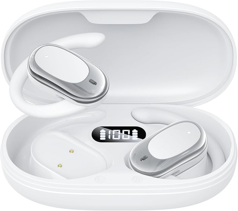 Adjustable Silicone Open Ear Headphones Wireless Bluetooth 5.4