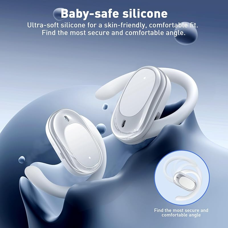 Adjustable Silicone Open Ear Headphones Wireless Bluetooth 5.4