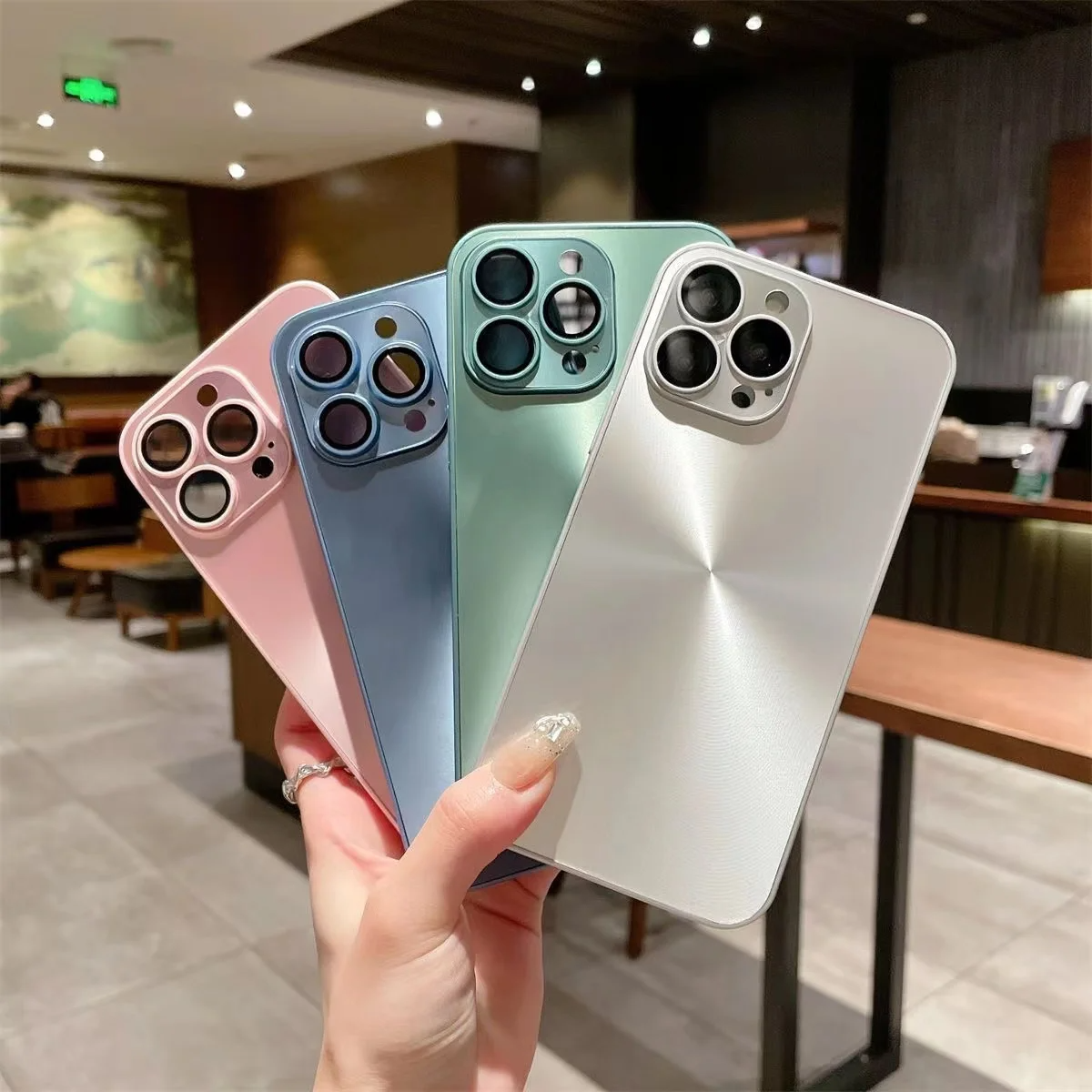 Luxury Laser Aurora CD Texture Matte Phone Case For iPhone 16 15 14 Plus 13 12 11 Pro Max Lens Protection Bumper Armor Cover