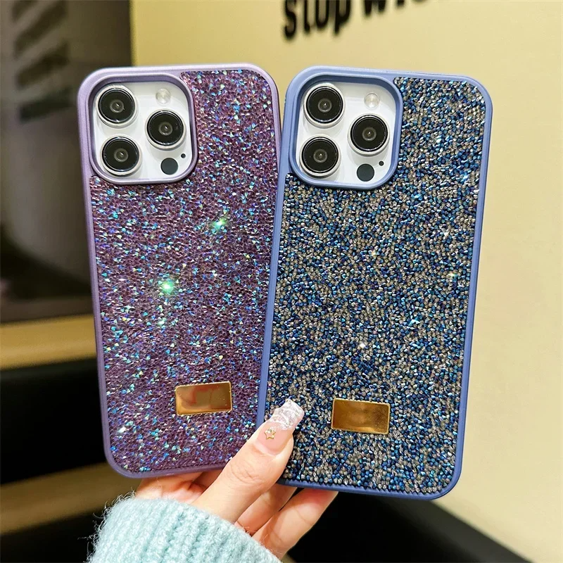 Luxury Bling Glitter Phone Case For iPhone 16 Pro Max 15Pro 14plus 13 12 Vogue Protective Soft Diamond Cover Protective Shell