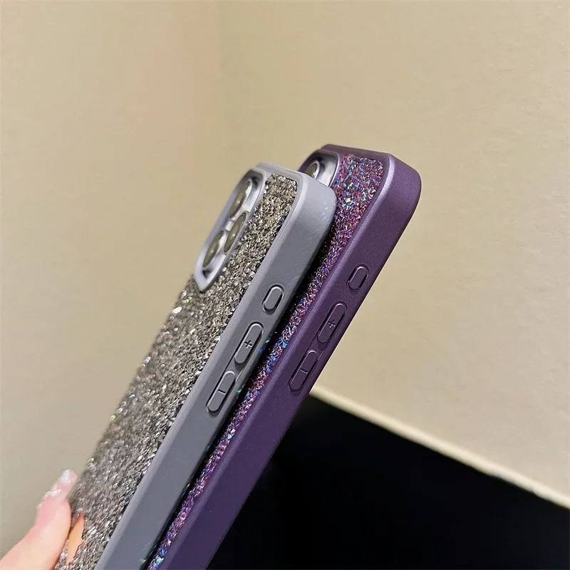 Luxury Bling Glitter Phone Case For iPhone 16 Pro Max 15Pro 14plus 13 12 Vogue Protective Soft Diamond Cover Protective Shell