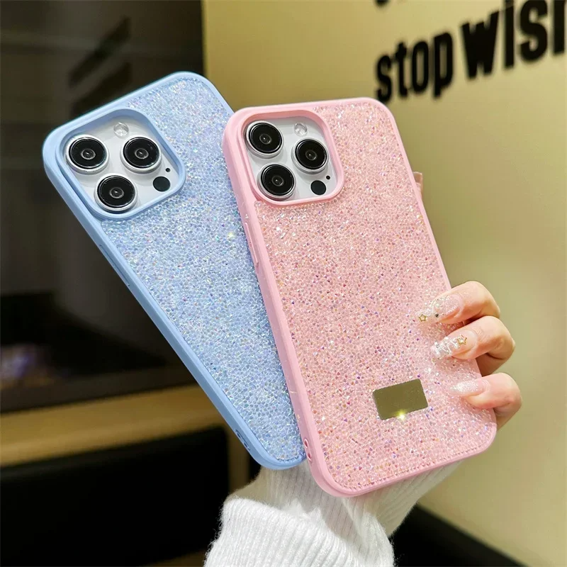 Luxury Bling Glitter Phone Case For iPhone 16 Pro Max 15Pro 14plus 13 12 Vogue Protective Soft Diamond Cover Protective Shell