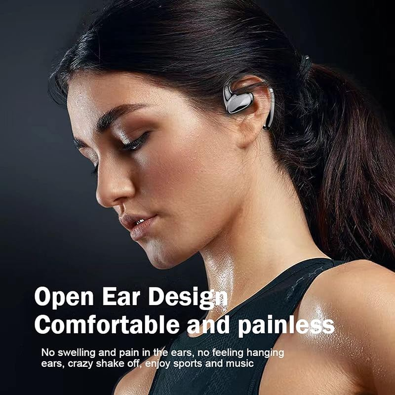 Wireless Bone Conduction Earphones and Mic Sports Stereo Earplugs Waterproof Noise Reduction Earphones