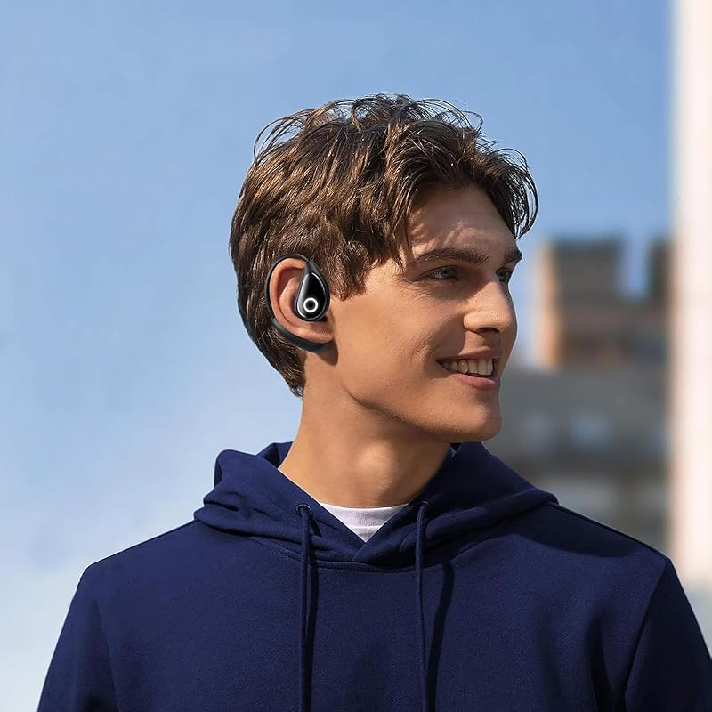 Leather Pattern OWS Open-Ear Bluetooth Headphones Wireless Noise Cancelling Lightweight Comfortable Hi-Fi Sound