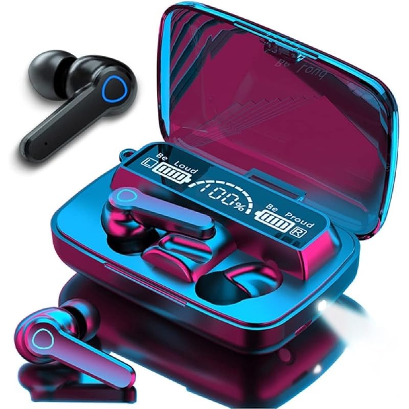 Imported M19 Wireless Earbuds Earphone Touch Headset Digital LED Display Headphone Sports Audifonos Microphone & Flashlight Deep Bass Immersive Stereo Sound Quality Long-Play Time Easy to Connect