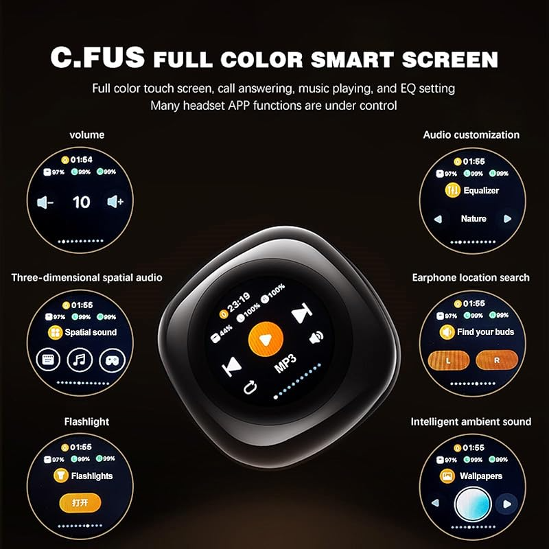 Open Ear Clip On Earbuds Earless Out Ear Cuff Air Bone Conduction Headphones Wireless Bluetooth OWS Hanging Earphones 5.4 Bluetooth Outside Workout Outer Ear Clip Headphones Earbuds with Touch Screen