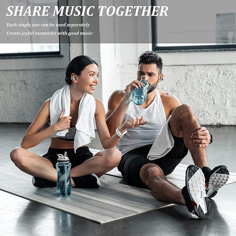 Open Ear Bone Conduction Earbuds Open Ear Headphones Wireless Bluetooth Bone Conducting Earphones Gym Ear Buds Wireless Ear Clip Bone Conduction Headphones Head Set Bluetooth for Sport Running Workout