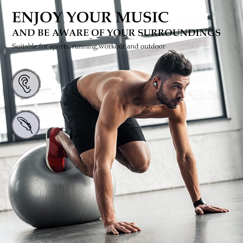 Open Ear Bone Conduction Earbuds Open Ear Headphones Wireless Bluetooth Bone Conducting Earphones Gym Ear Buds Wireless Ear Clip Bone Conduction Headphones Head Set Bluetooth for Sport Running Workout