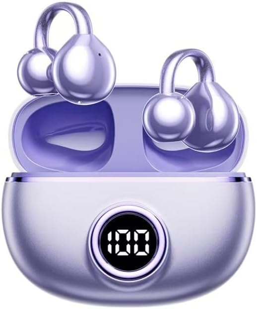 Clip-on Earbuds,Open Ear Earbuds Wireless Bluetooth 5.4, Lightweight Open Ear Headphones with C-Shaped Bridge,Slim Hook,50H Battery,Waterproof,for Glasses Wearers &Sports & Travel