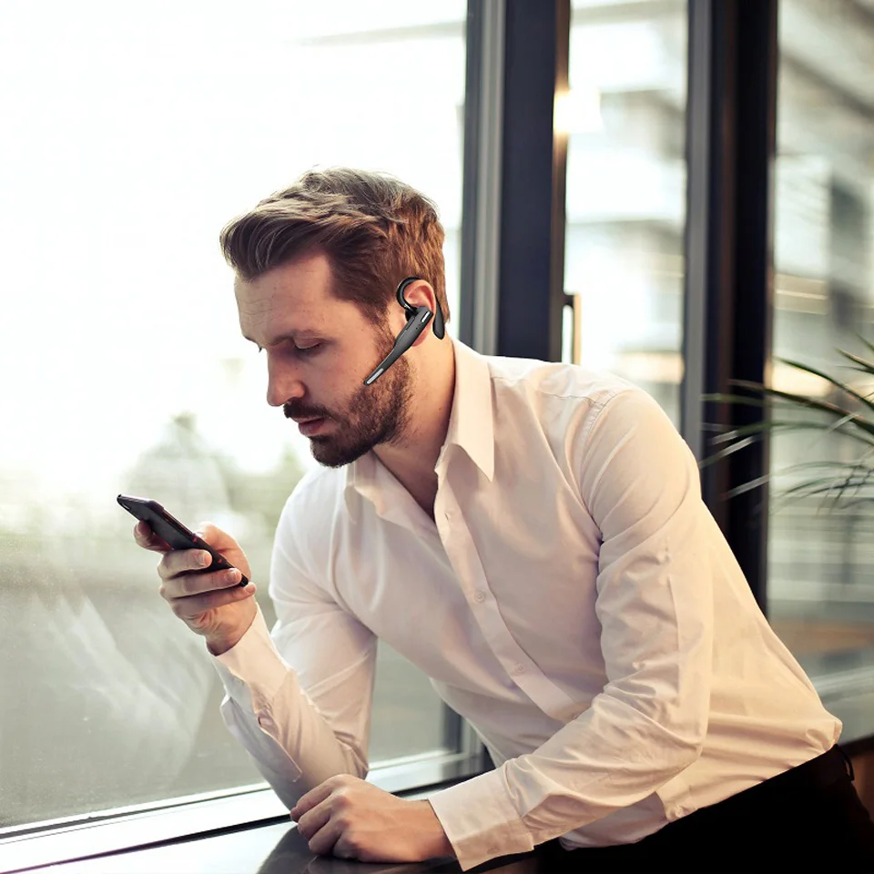 Business Headset, Over Ear Earphones with Mic, Bluetooth5.1 Over Ear Headset, 180° Rotating earhook, with Charging Case, 10?12 Hours Play Music, for iOS and for Android