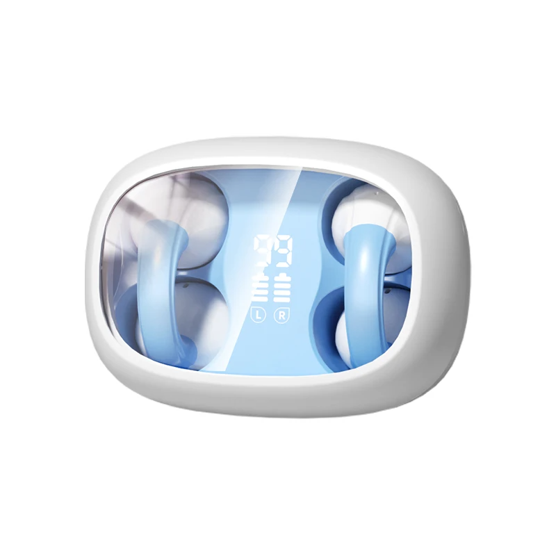 Earclip Bluetooth Headset Transparent Digital Display HiFi Stereo Noise-reducing Earplugs Waterproof Sports Headphones For Phone