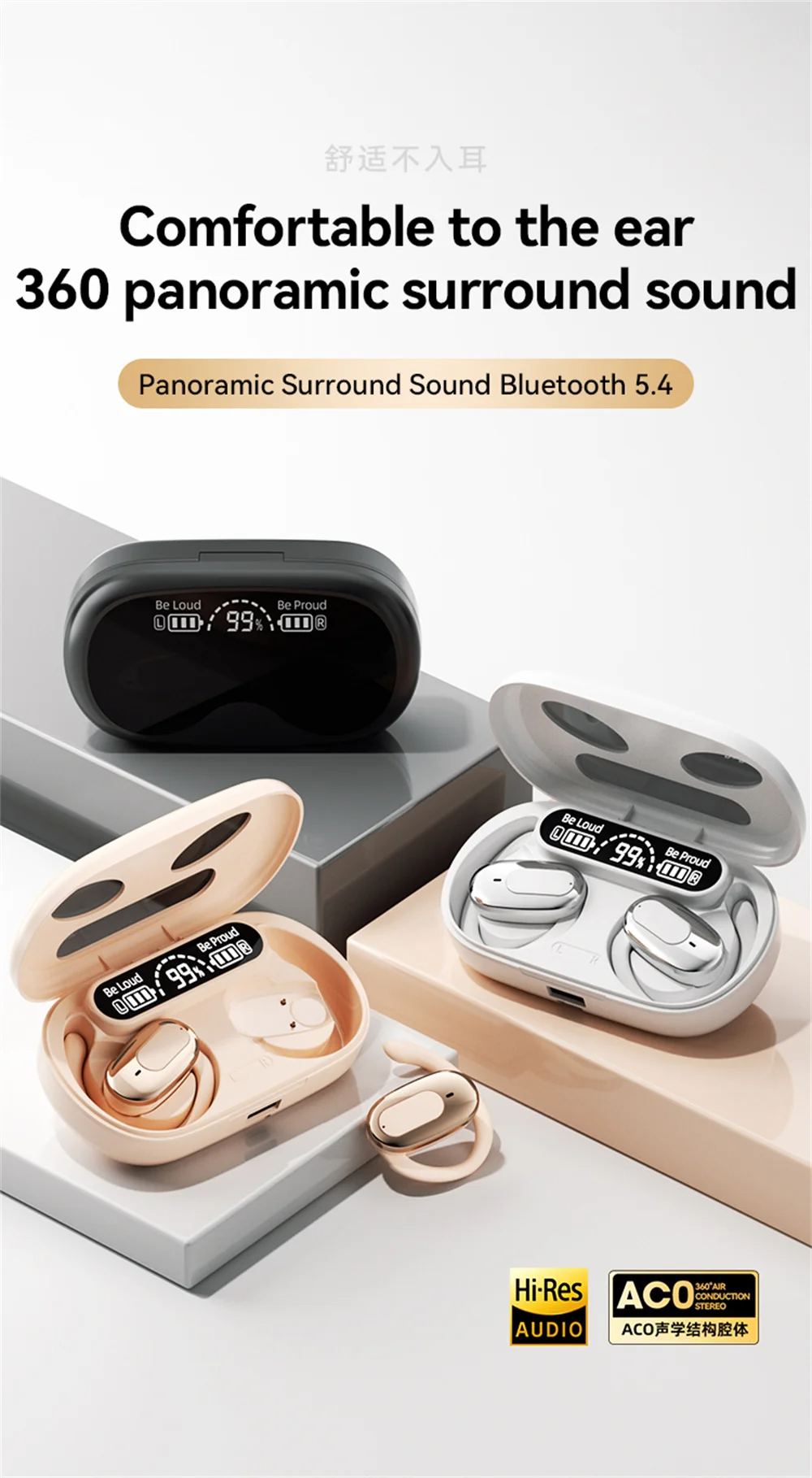 Original Wireless Earphone Bluetooth 5.4 Ear Hanging Headphone HiFi Stereo Sports Earbuds With Mic Headset Long Battery Life