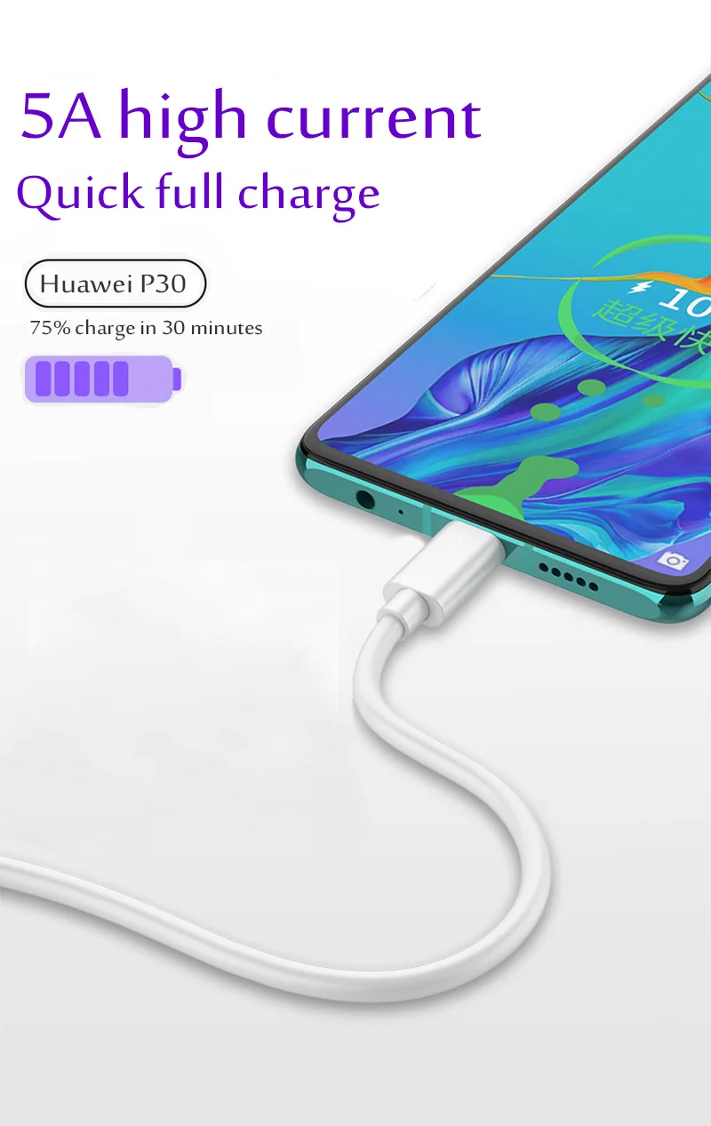 5A USB Type C Cable Fast Charging Mobile Phone