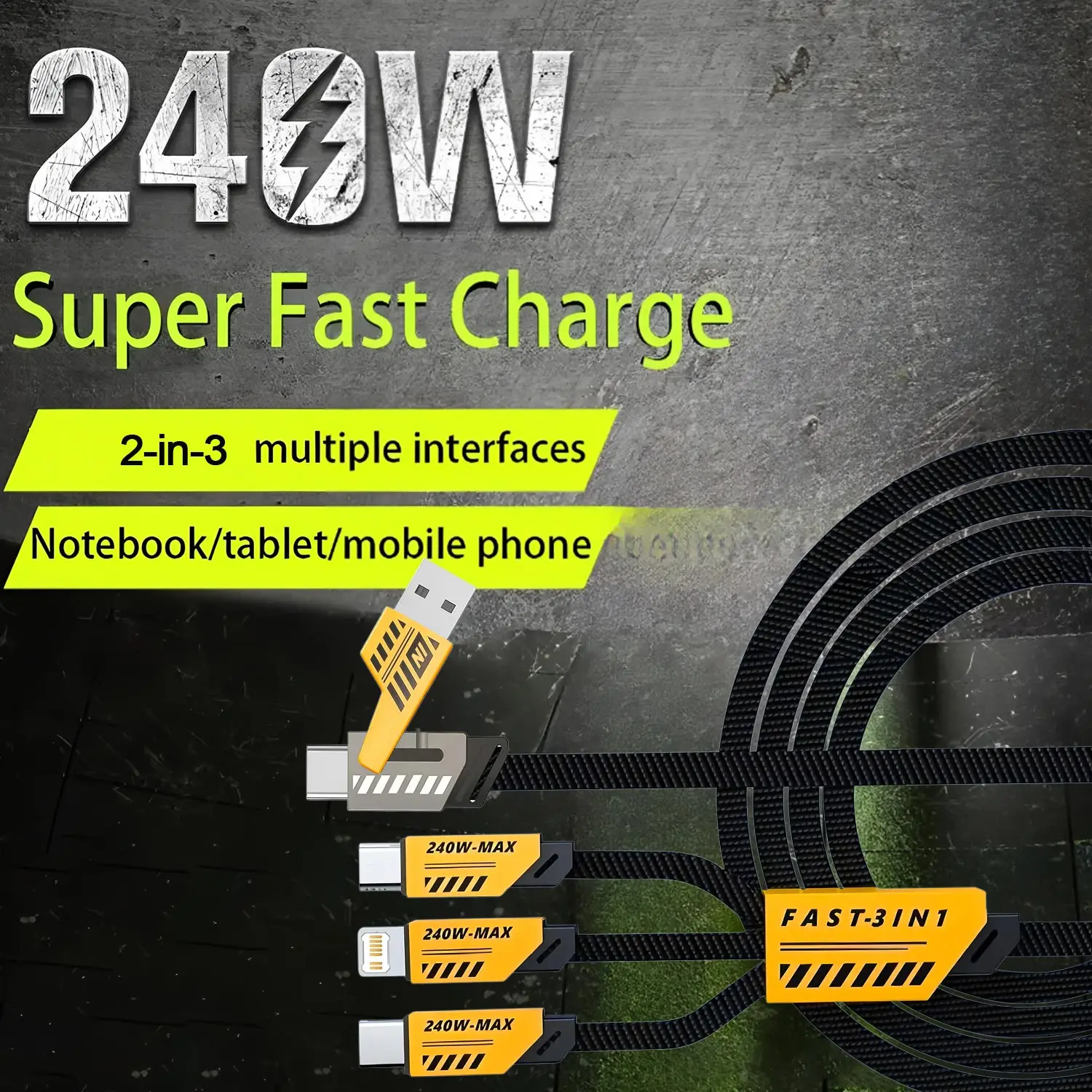 3-in-1 Fast Charging Cable 240W