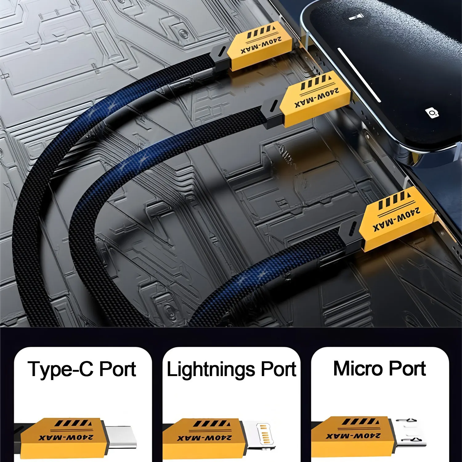 3-in-1 Fast Charging Cable 240W