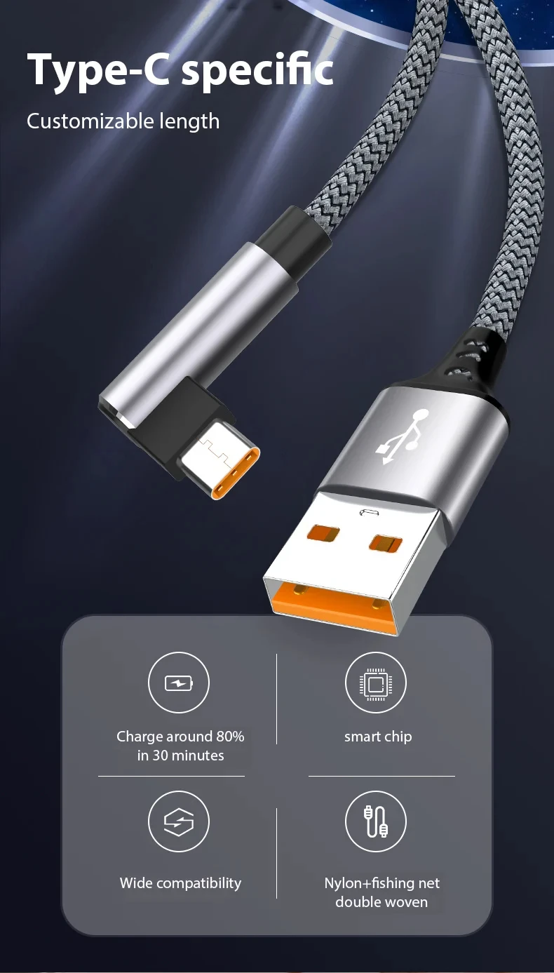 Type-C USB Elbow USBC Fast Charge Cable
