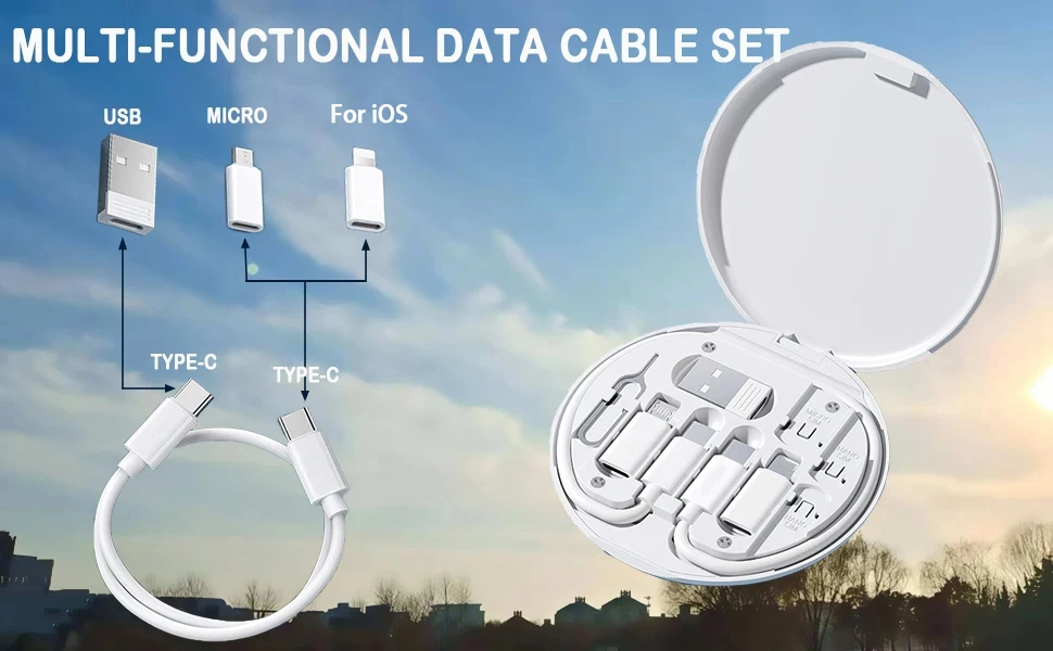 PD 60W Multifunctional USB Type C Data Cable Set