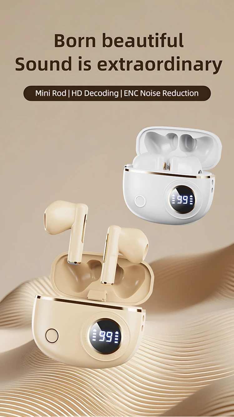 TWS Wireless Bluetooth Headset LED Dislpaly Binaural Waterproof