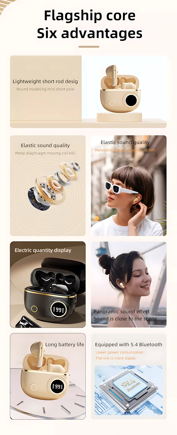 TWS Wireless Bluetooth Headset LED Dislpaly Binaural Waterproof