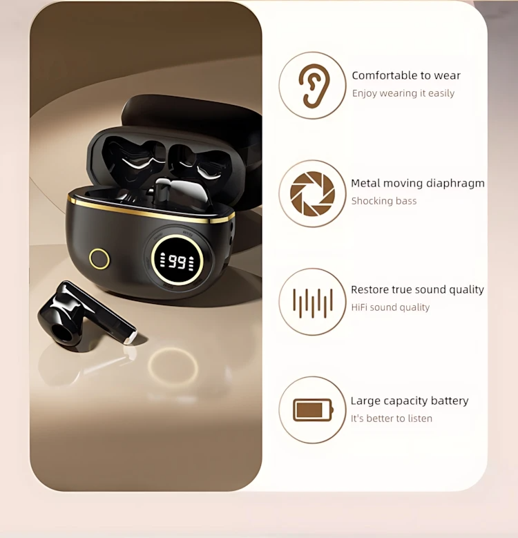 TWS Wireless Bluetooth Headset LED Dislpaly Binaural Waterproof