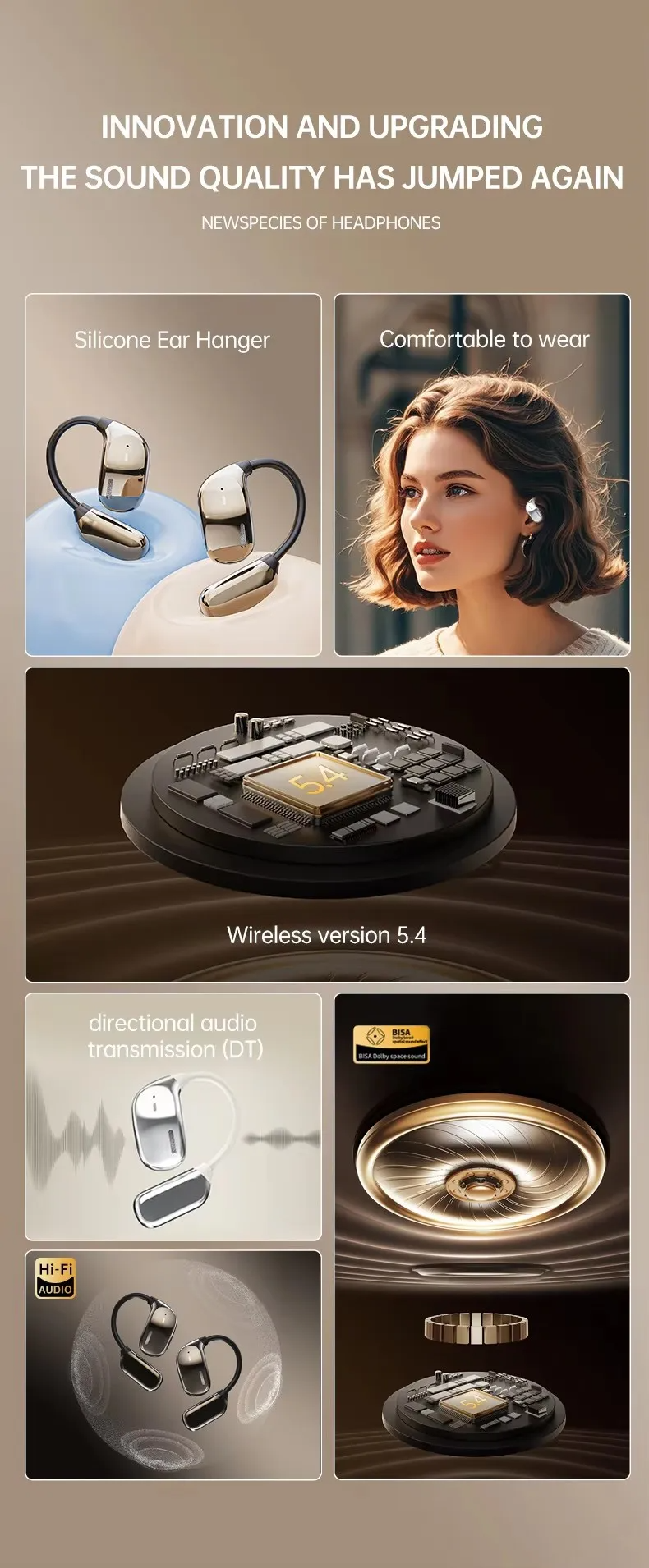 Wireless Earbuds Bluetooth Earphones HiFI Stereo Colorful Touch Screen