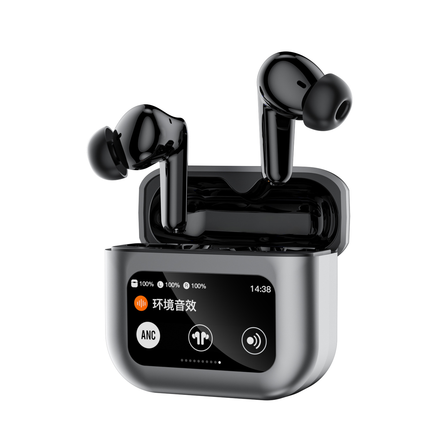 Touch Screen Active Noise Cancelling Wireless Bluetooth Earbuds