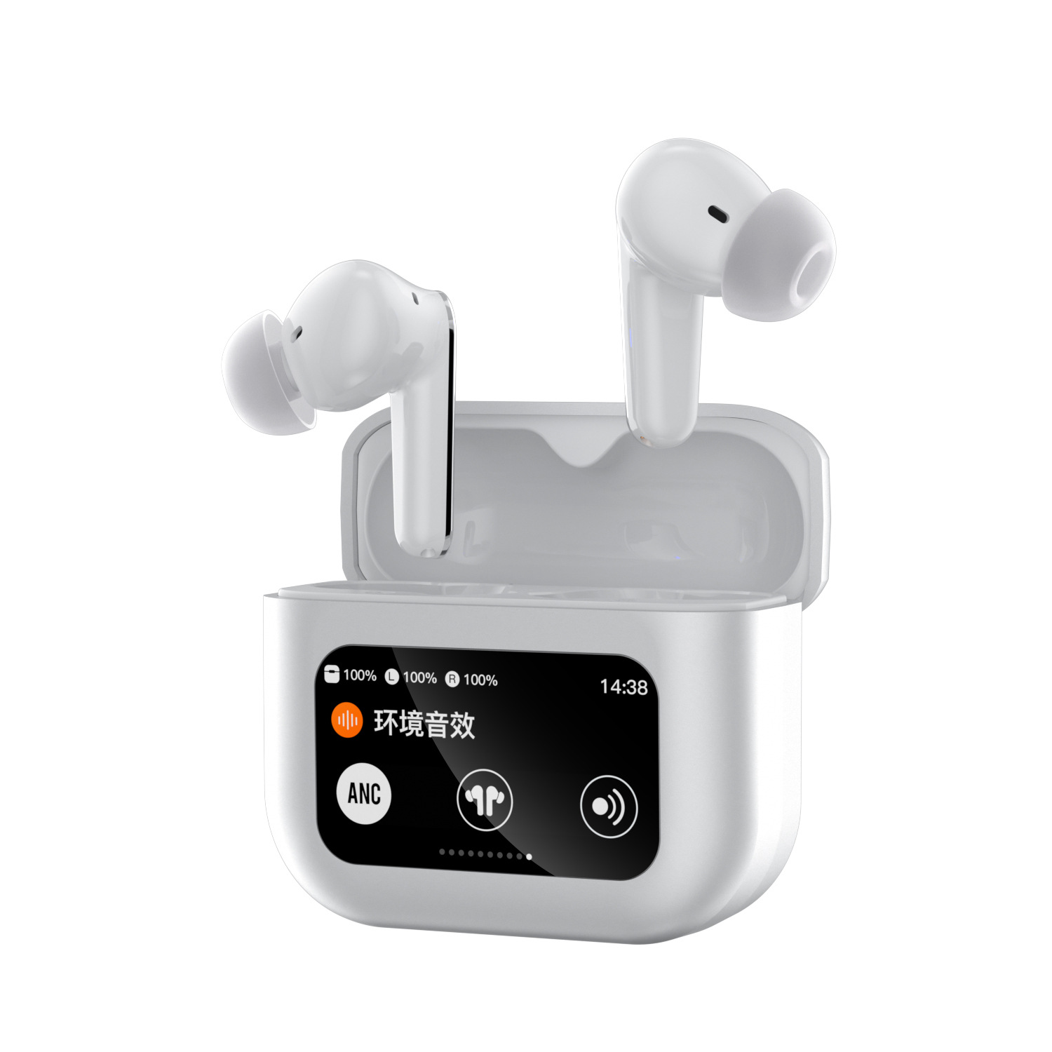Touch Screen Active Noise Cancelling Wireless Bluetooth Earbuds