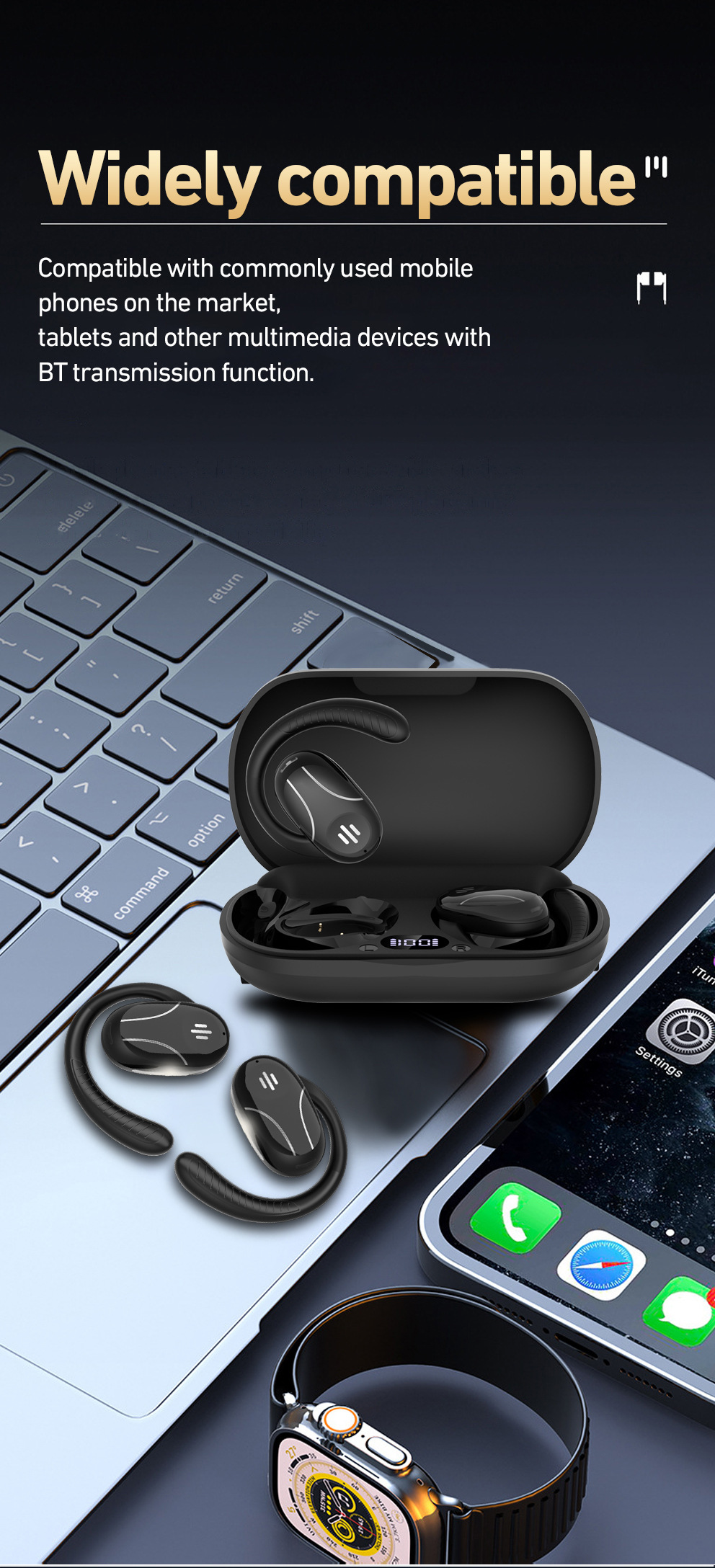 Bluetuth Translator Earphone Wirelets Real-time Headphones Long Bettery Life